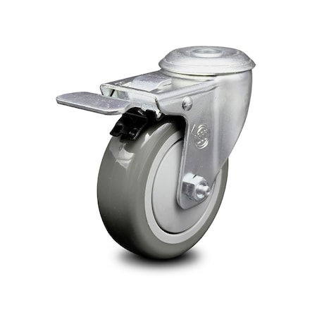 Service Caster 4 Inch Gray Polyurethane Wheel Bolt Hole Caster with Total Lock Brake SCC SCC-BHTTL20S414-PPUB